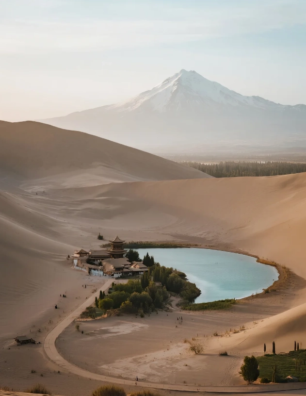 Mingsha Mountain and Crescent Lake