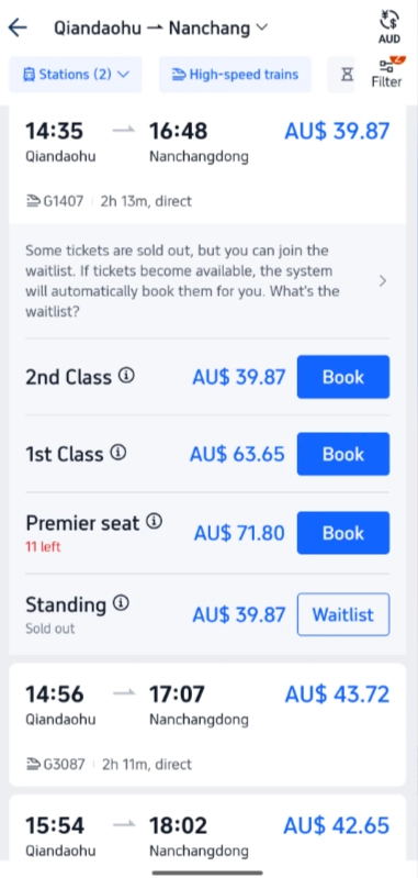trip.com train booking review