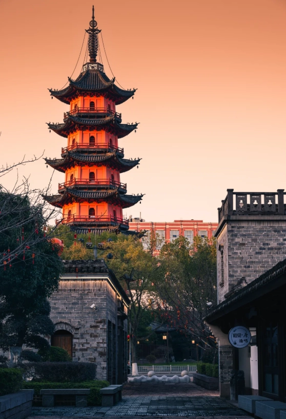 ningbo old bund evening lights