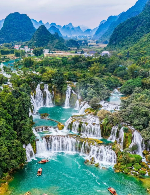 China Vietnam border waterfall China Vietnam border waterfall